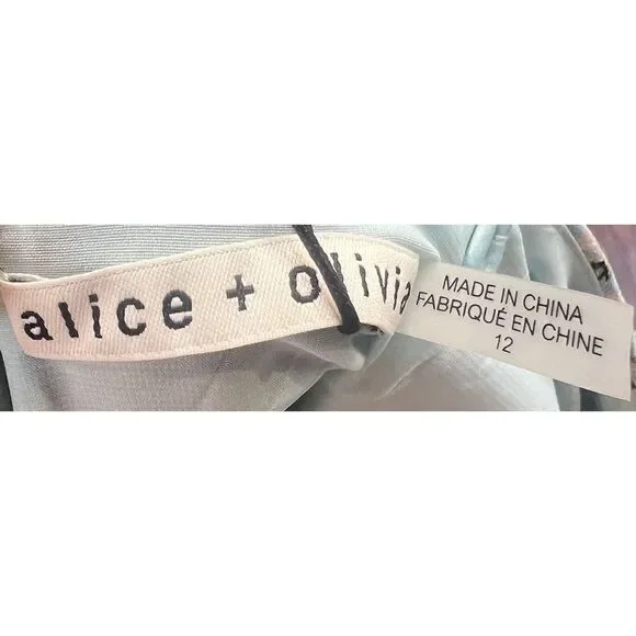 Alice + Olivia Tayla Textured Mini Dress in Powder Blue/ White NWT Size 12 - Picture 6 of 8